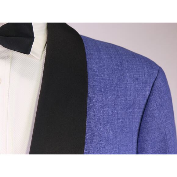 Bonobos Mens Tuxedo Blazer 44L Blue Linen Slim Fit Shawl Lapel Formal NWT - Picture 4 of 9
